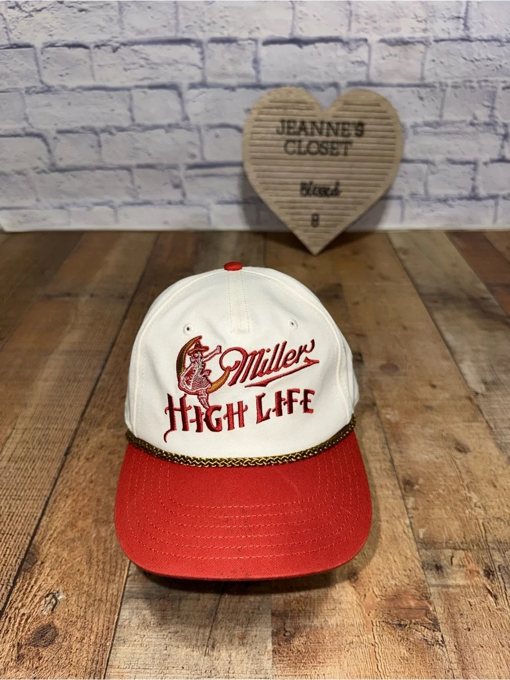 Miller High Life White/orange Snapback Hat – Embroidered Girl in the Moon Logo